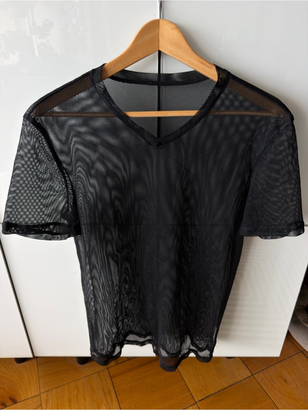 NFINITY Black Sheer Mesh V-Neck Short Sleeve Tee